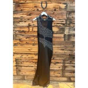 UNBRANDED | Black Sheer Sleeveless Sparkly Long Maxi Party Dress 2X